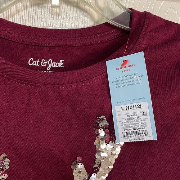 Cat & Jack reindeer top. Size 10/12. New! - Picture 6 of 7
